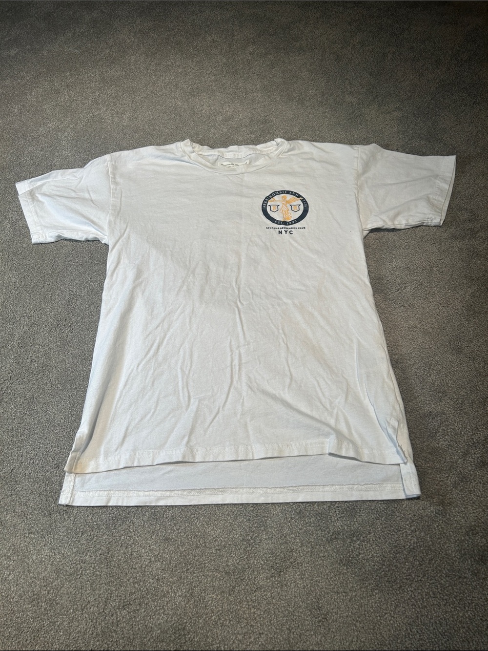 abercrombie kids White Tee with Navy & Yellow Logo